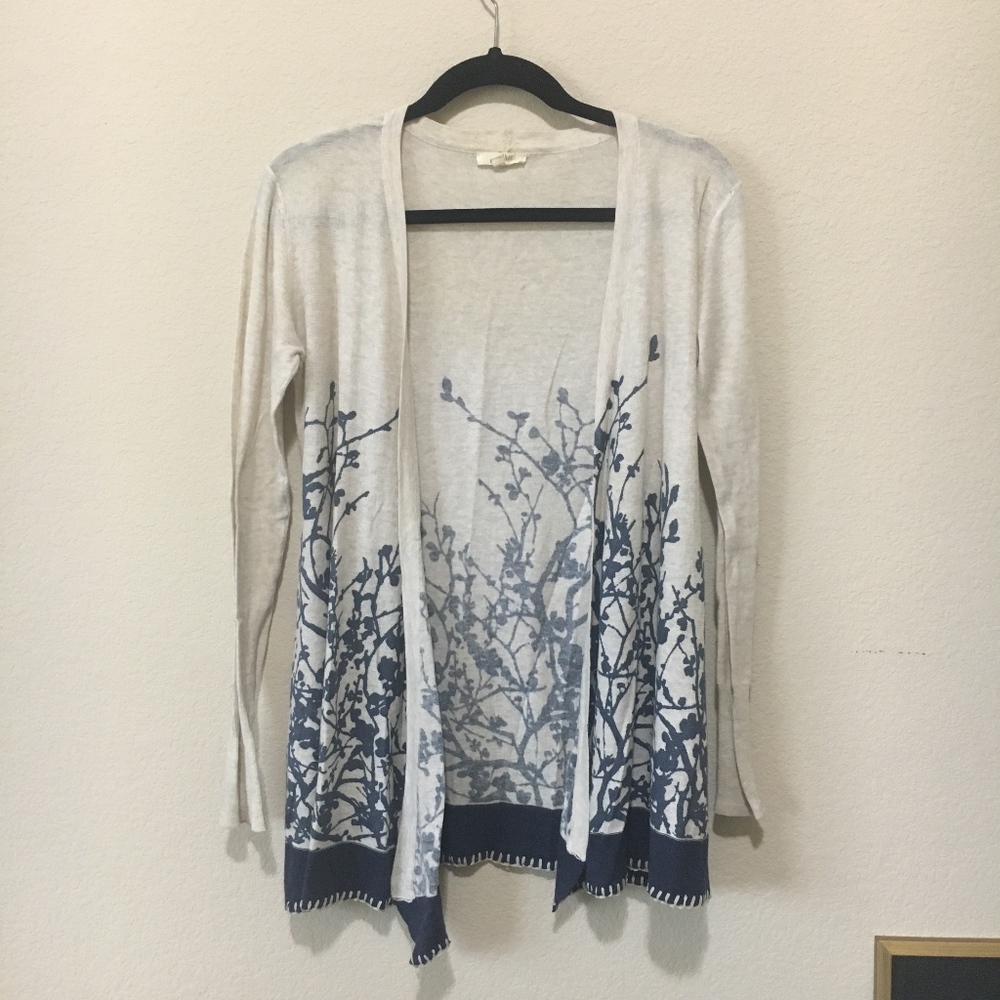 Blue Floral Motif Cardigan